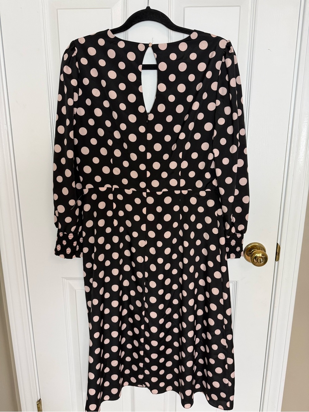 NWT 1901 Nordstrom Polka Dot Faux Wrap Midi Dress Smocked Cuff Long Sleeve 10 - Picture 4 of 13